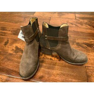 Rag & Bone New York Brown Leather Block Heel Booties, Size 38.5 (IT) 8.5 (US)